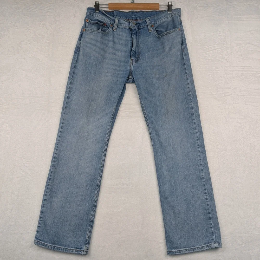 Levi's 527 Jeans Men's 35x31 Light Blue Slim Bootcut Denim Zip‎ Fly Light Modern